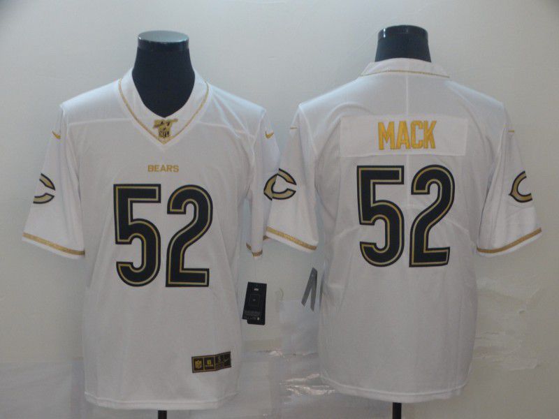 Men Chicago Bears #52 Mack White Retro gold character Nike NFL Jerseys